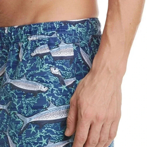Vineyard Vinces Men's Tropical Tarpon Chappy Trunks Small Swim Blue Fish Sm S - Picture 4 of 11
